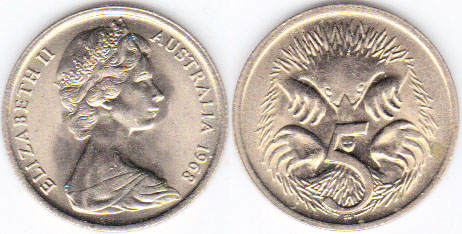1968 Australia 5 Cents (Unc) A001407